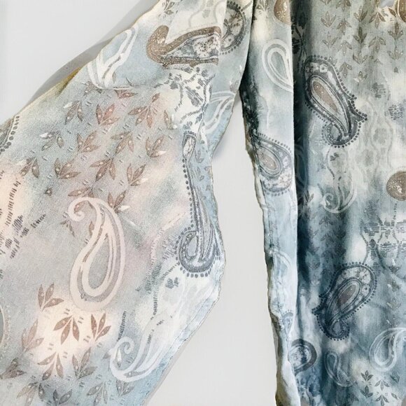 Vintage Reunion Blue Paisley Print Long Sleeve Button Up Shirt Size Large - Picture 5 of 9